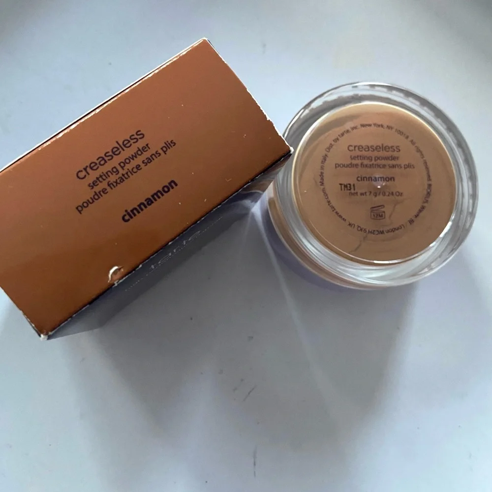 Tarte Creaseless Setting Powder - warm cinnamon shed goes from medium/dark skin